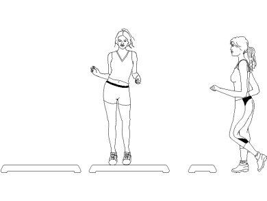 Niña haciendo aeróbicos con step