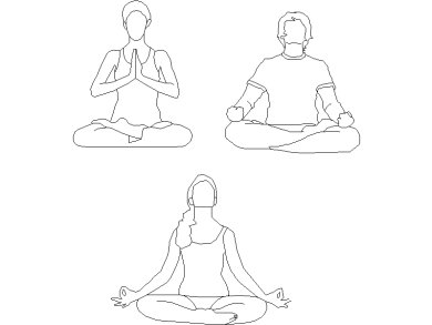 Personas en una lección de yoga