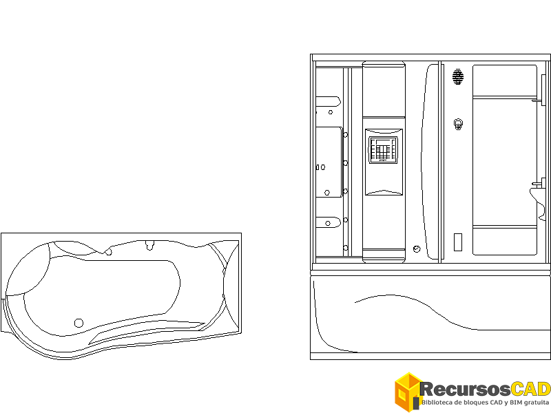Descargar bloques DWG de cabinas de hidromasaje modelos en planta y alzado