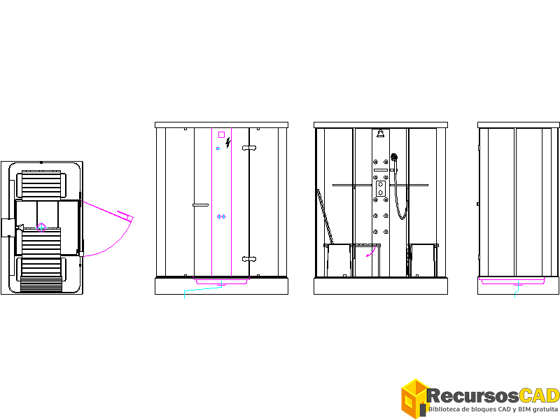 Descarga DWG de cabinas de ducha con hidromasaje