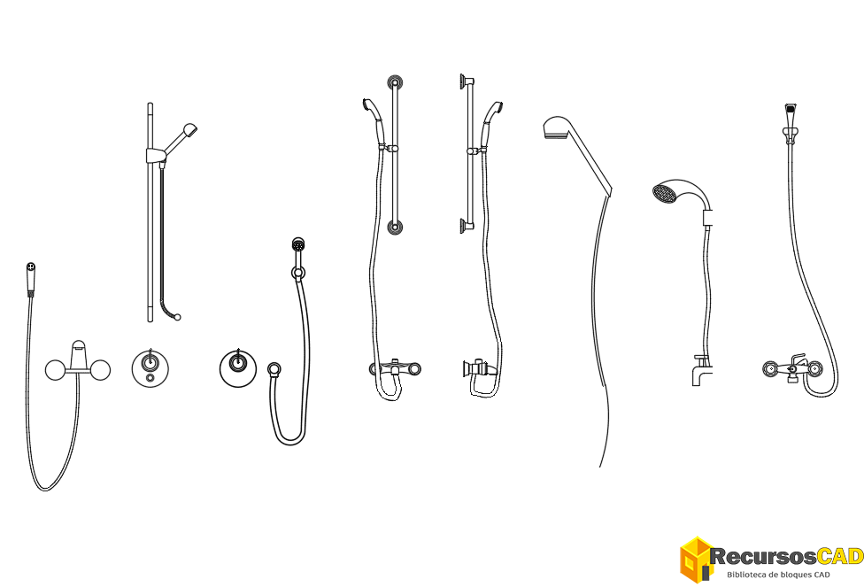 Bloques CAD de Grifería de Ducha
