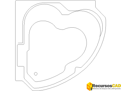 banera de esquina tipo spa hidromasaje en formato DWG para AutoCAD