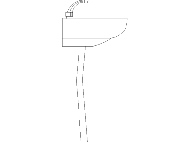 Lavabo con pedestal vista lateral