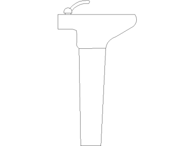 Lavabo con pedestal vista lateral