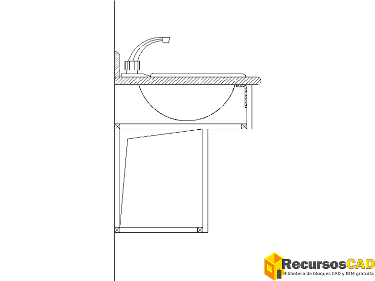 Bloque CAD de lavamanos y lavabos con muebles - RecursosCAD