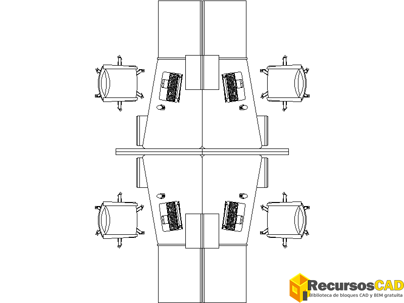 Mesas de oficina para 4 puestos de trabajo