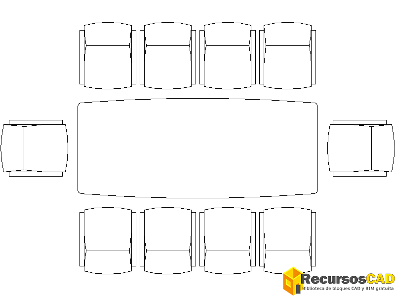 Mesa rectangular de 10 sillas