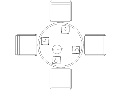 Mesa con cuatro sellas