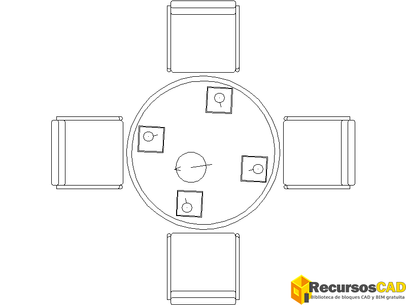 Mesa con cuatro sellas