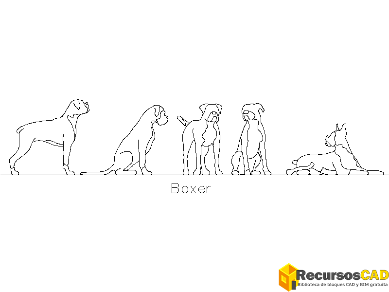 perro boxer autocad dwg dwg autocad bloque cad