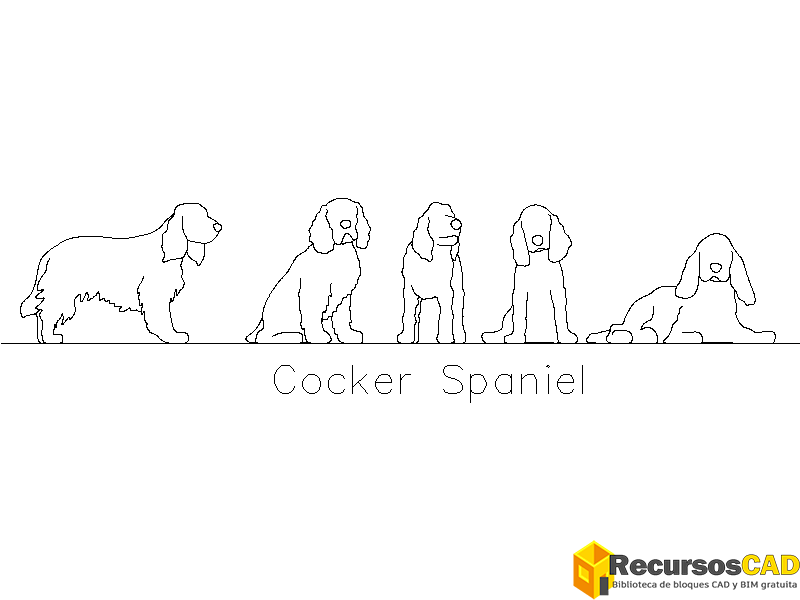 perro cocker spaniel autocad dwg dwg autocad bloque cad