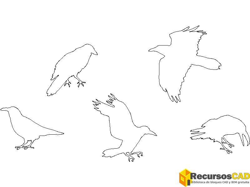 Bloques AutoCAD cuervos DWG