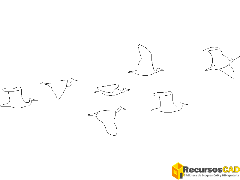 Bloques DWG de aves volando para AutoCAD