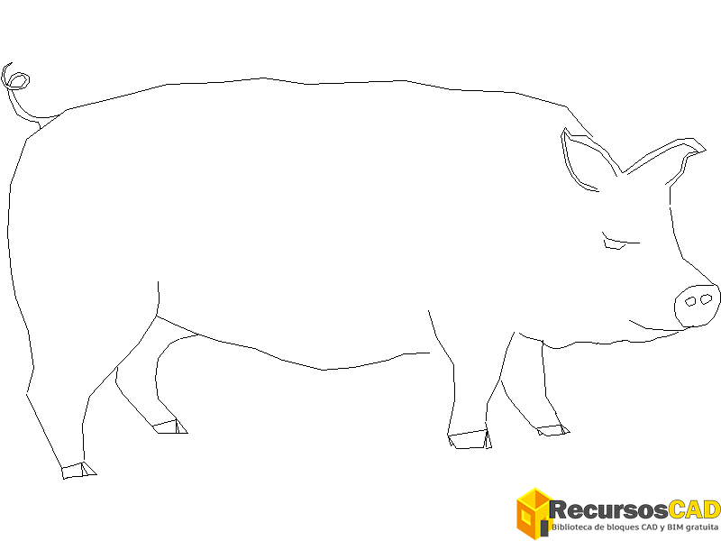 Bloque DWG de cerdo para AutoCAD