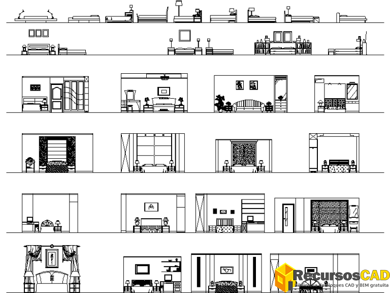 Descargar Dormitorios AutoCAD DWG Gratis – Bloques 2D