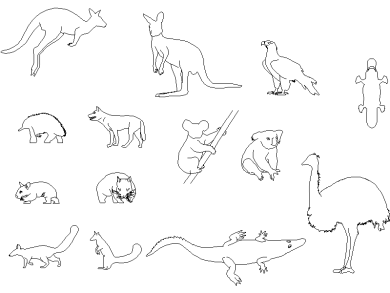 Grupo de animales australianos