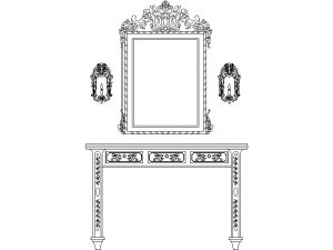 bloques dwg tocador espejo clásico para AutoCAD