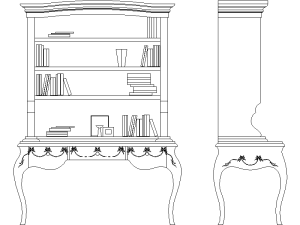 bloques autocad librero clásico