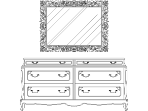 Cómoda Clásica con Espejo Decorativo