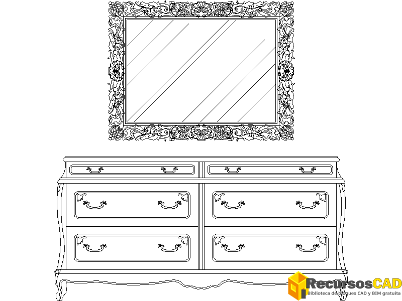 Cómoda Clásica con Espejo Decorativo