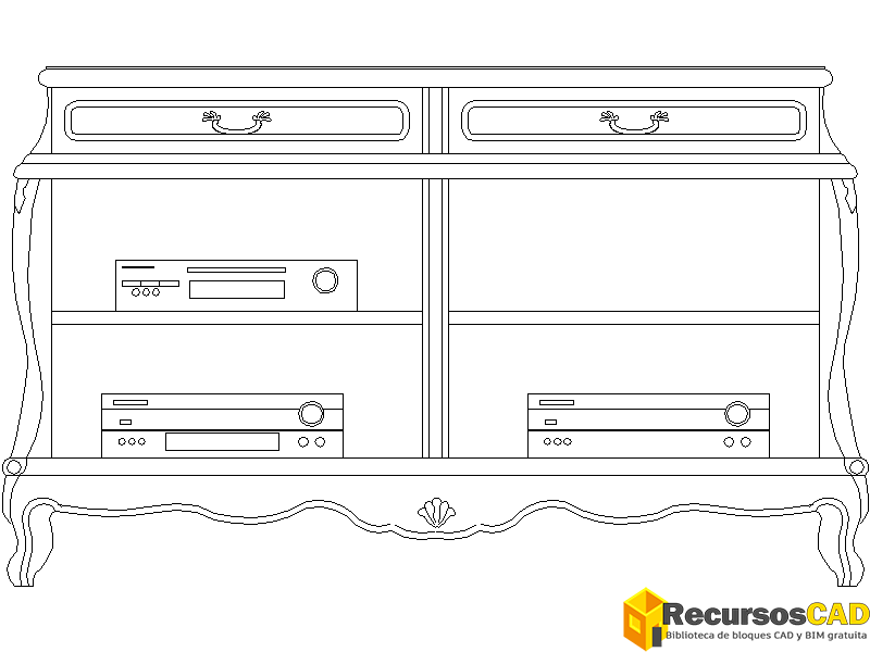Mueble de TV Clásico con Estantes