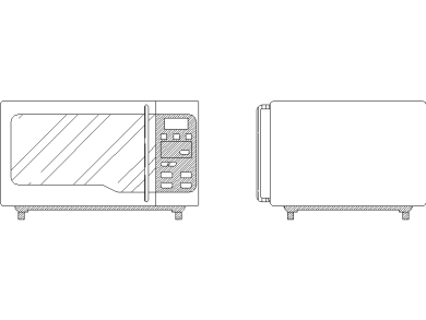 Bloque microondas DWG AutoCAD planta y alzado gratis