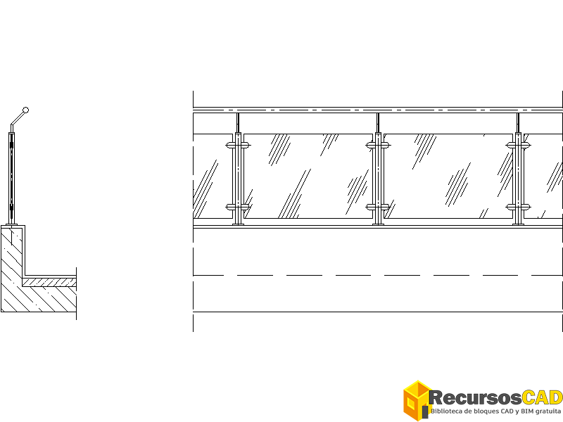 barandilla vidrio autocad dwg descargar dwg autocad bloque cad