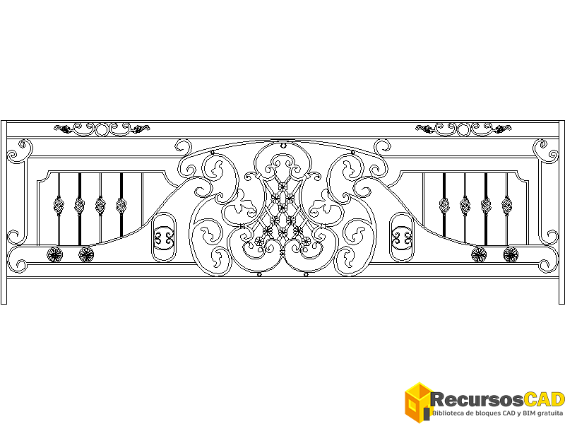 barandilla ornamentada autocad dwg descargar dwg autocad bloque cad
