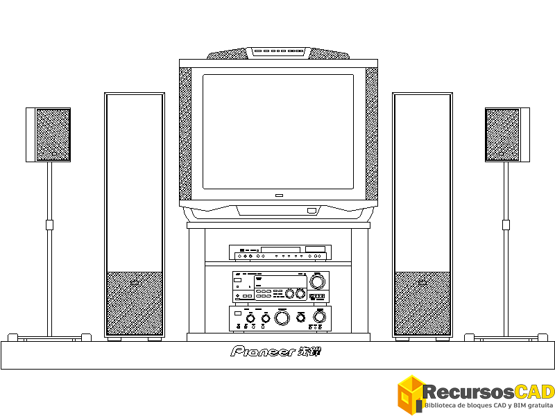 Equipos de audio, bocinas para AutoCAD dwg - RecursosCAD