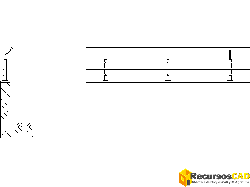 Bloque DWG de vallas sobre muro para AutoCAD
