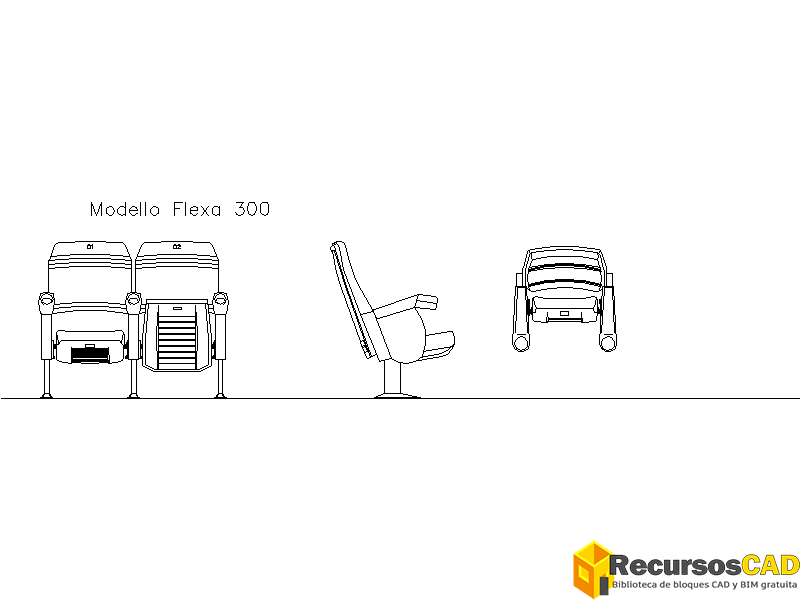 Butaca Flexa 300: Bloques CAD DWG gratis para AutoCAD
