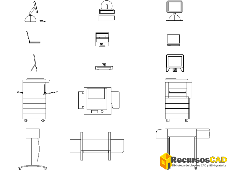 Bloques AutoCAD de impresoras, fotocopiadoras y plotters en DWG ...