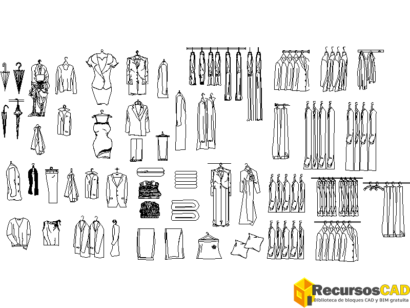Prendas de vestir ropa para colgar en armario - RecursosCAD