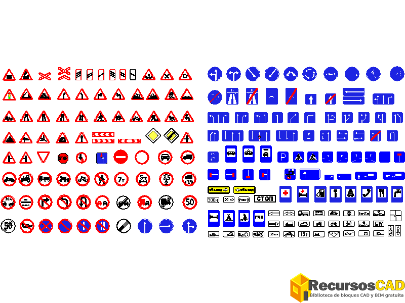 Señales de tráfico 2 dibujos gratuitos de AutoCAD