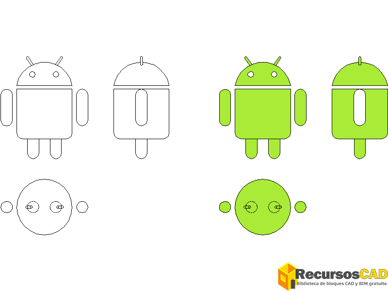 Logotipo de Android dibujos de AutoCAD gratis