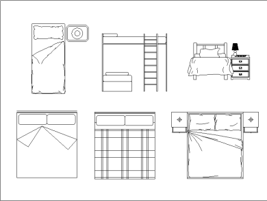 bloques DWG camas AutoCAD