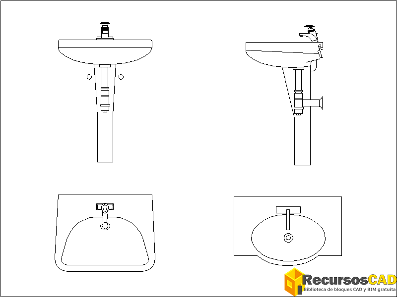 Archivos CAD en DWG de lavabos para descarga directa DWG AutoCAD