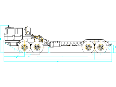Vehículo militar DWG Camión de Plataforma vista lateral o alzado