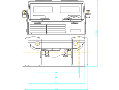 Vehículo militar DWG Camión Camión militar vista frontal o alzado