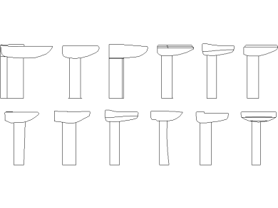 Descargar bloque CAD de lavamanos y lavabos con muebles