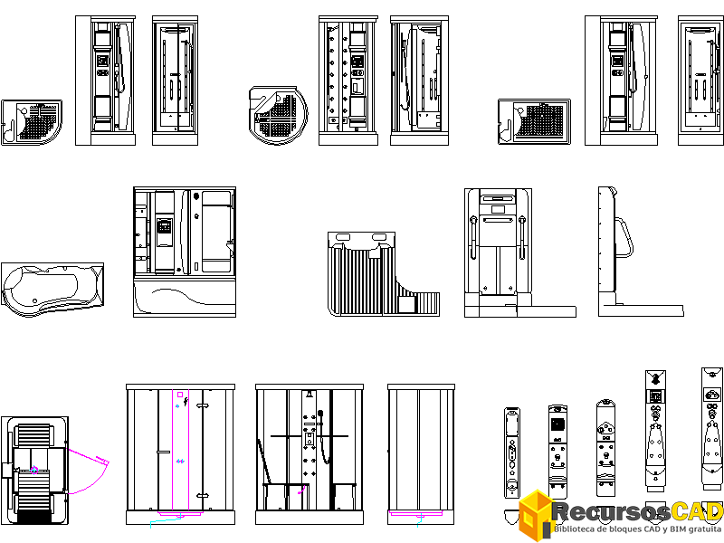 bloques Paneles de Ducha con Columna de Hidromasaje