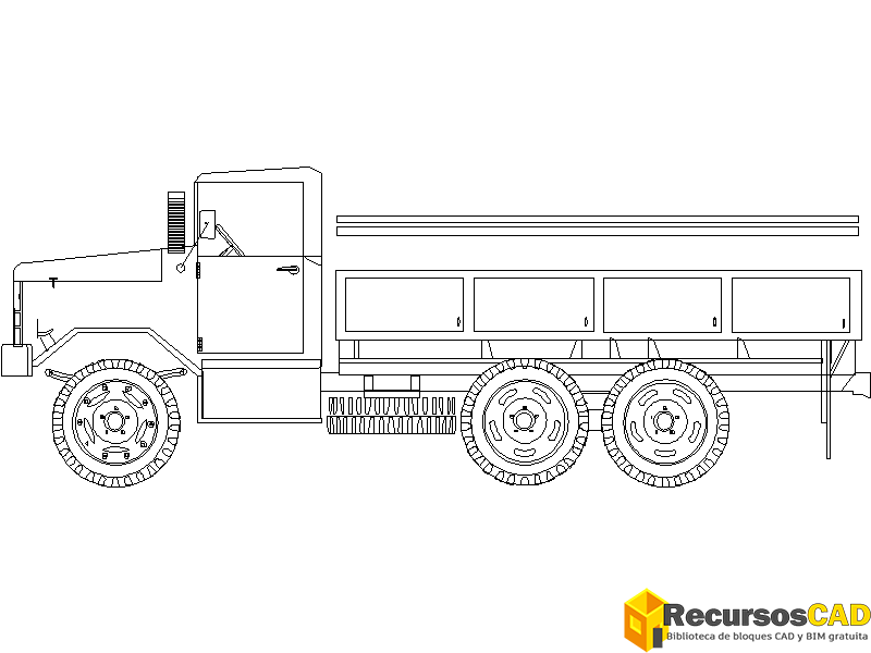 Descarga Bloques CAD Camión volquete vista lateral o alzado