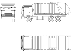 Descarga Bloques CAD Camión de basura vista frontal lateral y superior