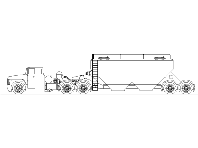 Descargar Bloques CAD en DWG de Camiones de Transporte Pesado plataforma para trasportar Maquinaria de Obra