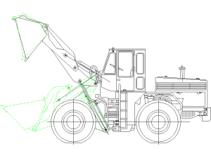 Pala Cargadora Caterpillar DWG Vista Lateral y Alzado