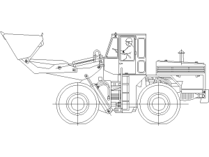 Bloque CAD Pala Cargadora Frontal en DWG para AutoCAD