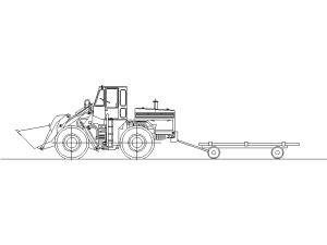 Pala Cargadora con Remolque en DWG – Bloque CAD Completo