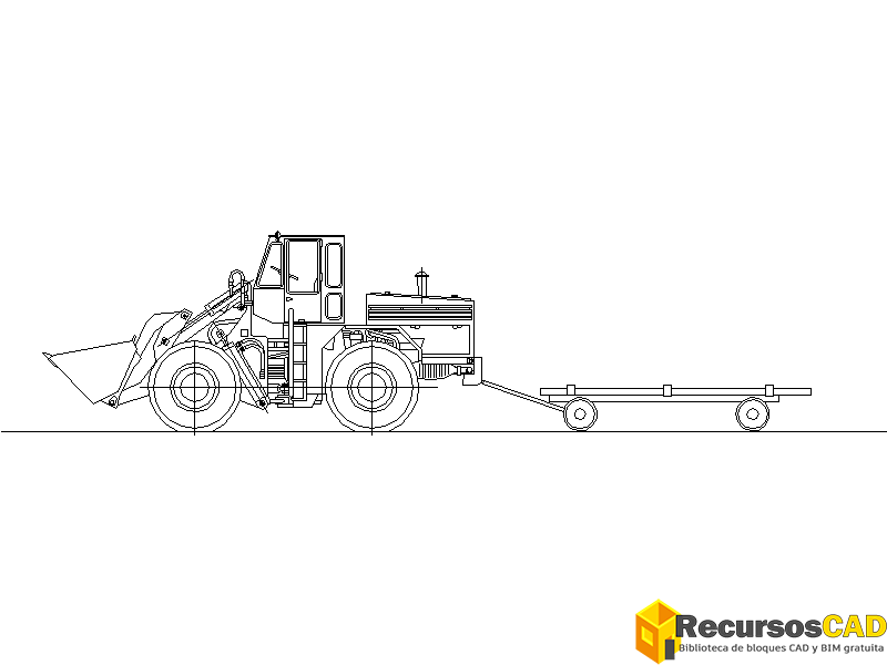 Pala Cargadora con Remolque en DWG – Bloque CAD Completo