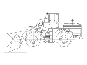 Bloques CAD de Pala Cargadora en DWG 2D Vista Lateral