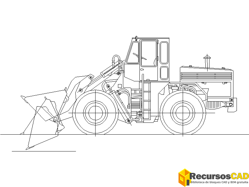 Bloques CAD de Pala Cargadora en DWG 2D Vista Lateral